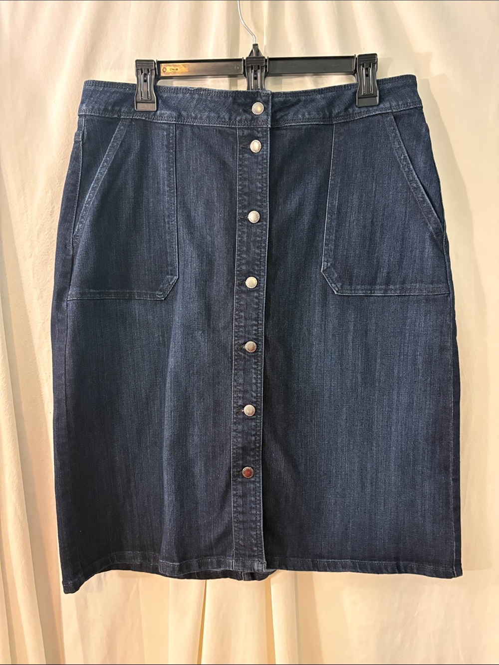 Liz Claiborne Dark Blue Button-Front Denim Skirt